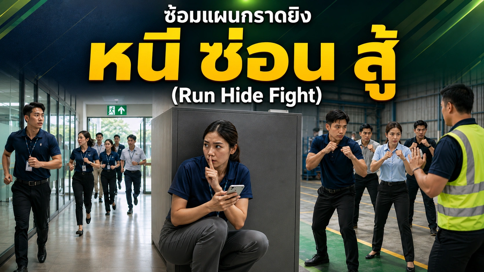 ซ้อมแผนกราดยิงในสถานประกอบการ ตามหลัก หนี ซ่อน สู้ (Run Hide Fight)
