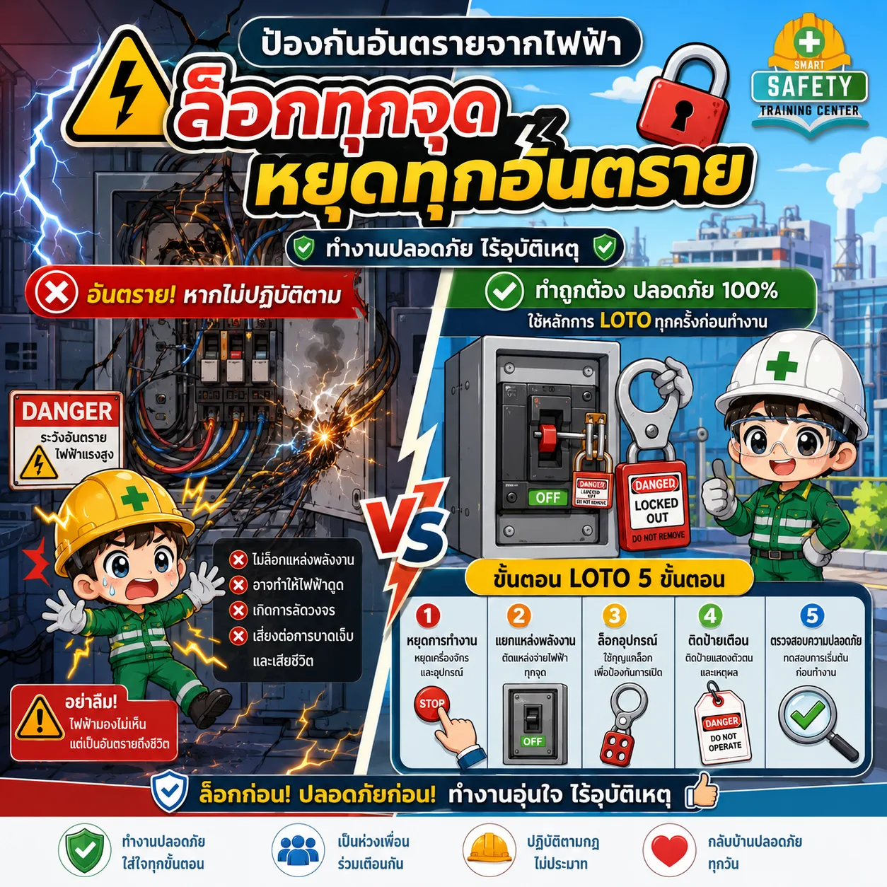 ⚡️ ไฟฟ้าช็อตในที่ทำงาน — อันตรายที่ป้องกันได้