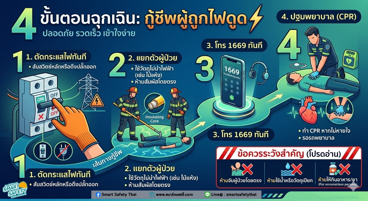 4 ขั้นตอนฉุกเฉินกู้ชีพผู้ถูกไฟดูด