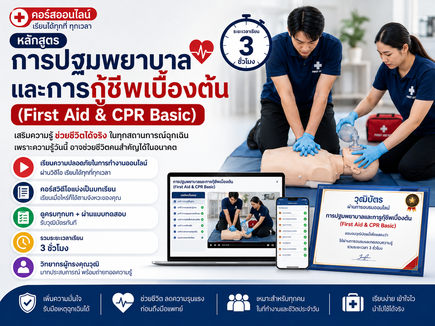 หลักสูตร การปฐมพยาบาลและการกู้ชีพเบื้องต้น (First Aid & CPR Basic)