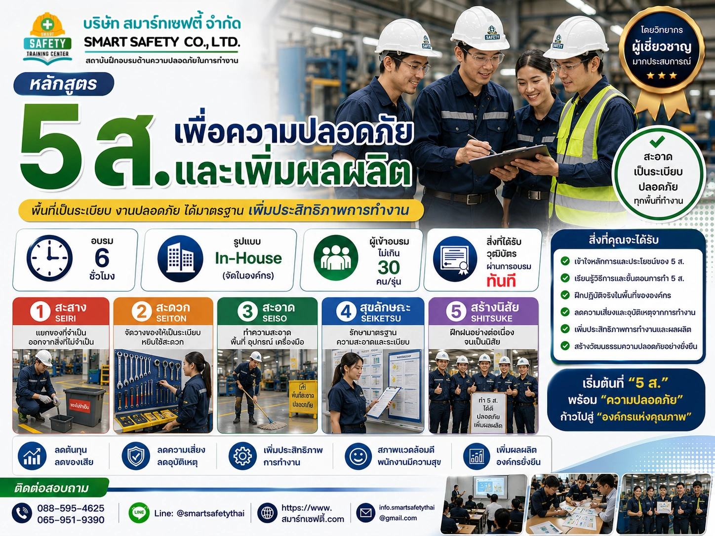 หลักสูตร 5 ส. เพื่อความปลอดภัยและเพิ่มผลผลิต | สมาร์ทเซฟตี้