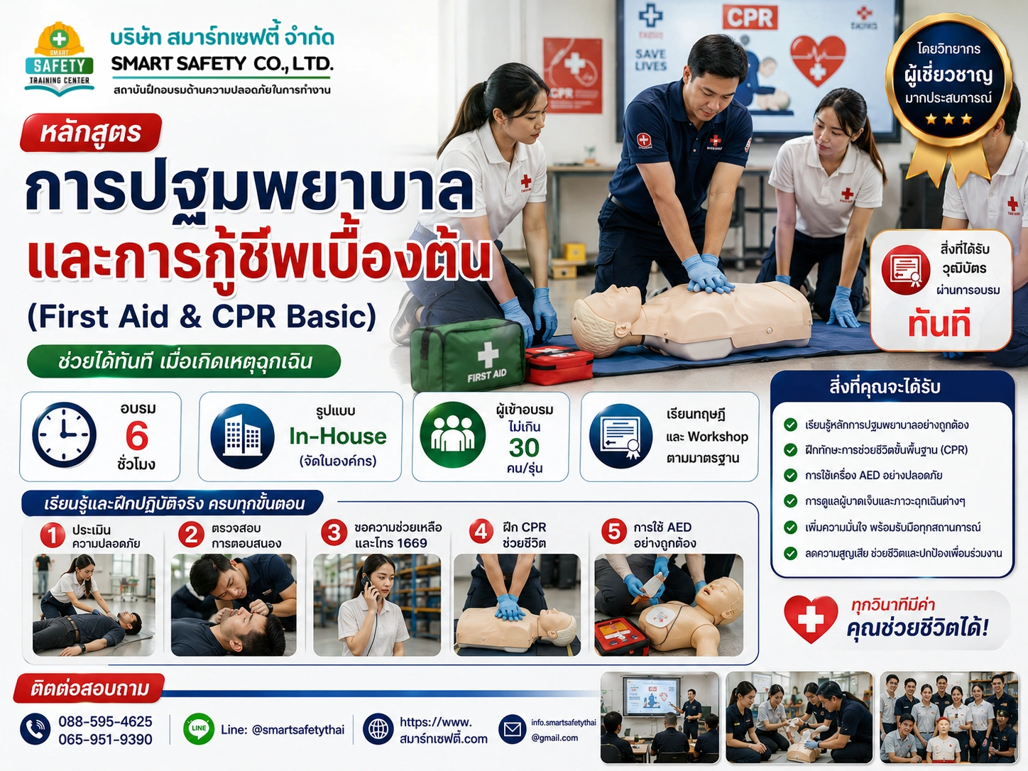 อบรมปฐมพยาบาล และการกู้ชีพเบื้องต้น (First Aid & CPR) | อบรม In-House โดยสมาร์ทเซฟตี้