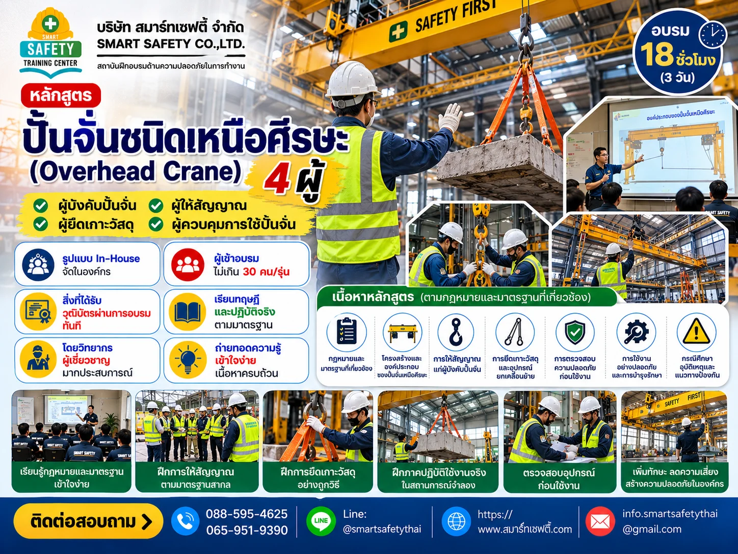 หลักสูตร ปั้นจั่นชนิดเหนือศีรษะ (Overhead Crane) 4 ผู้ | สมาร์ทเซฟตี้