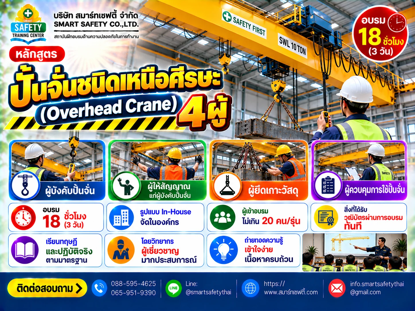 หลักสูตร ปั้นจั่นชนิดเหนือศีรษะ (Overhead Crane) 4 ผู้ | สมาร์ทเซฟตี้