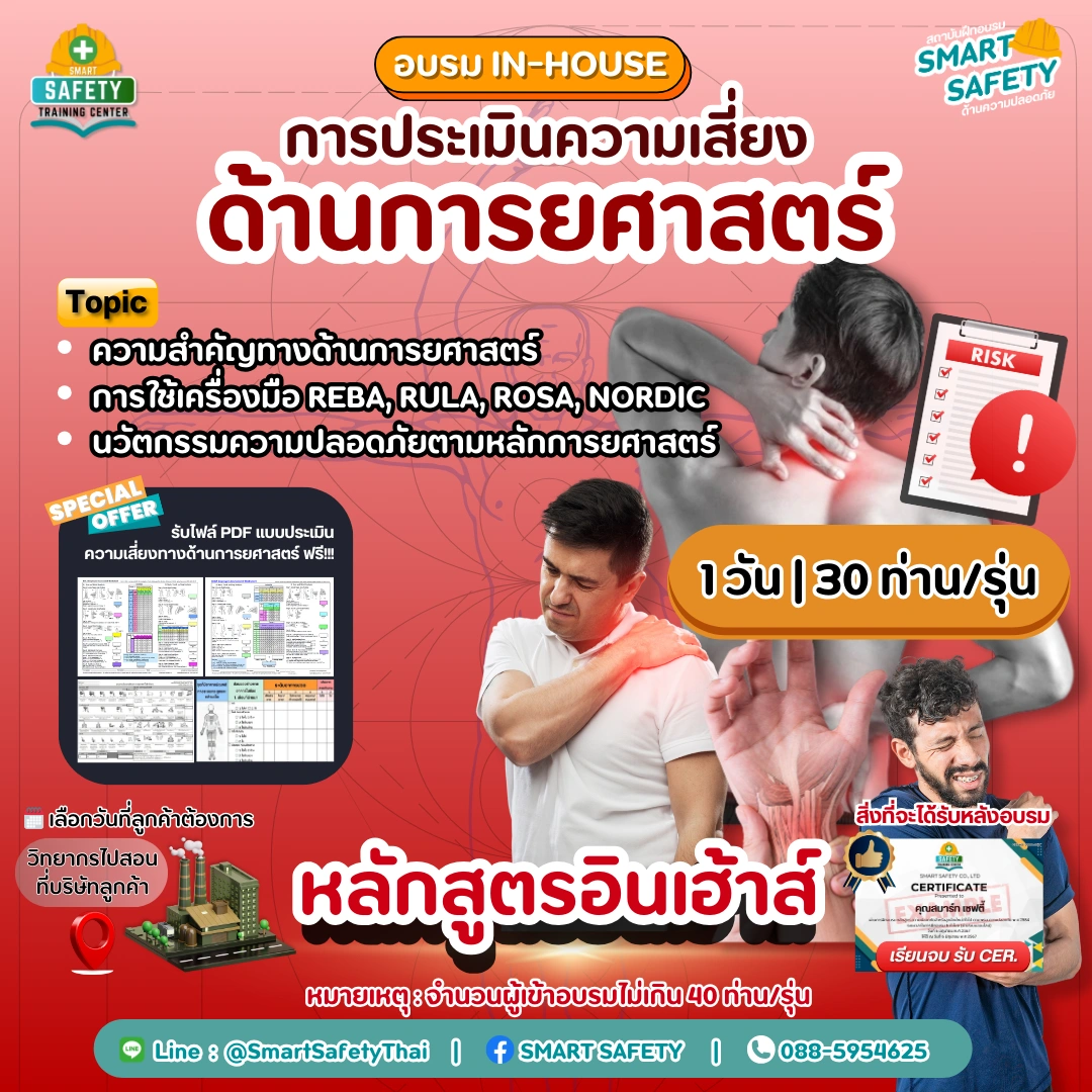 หลักสูตร อบรมการประเมินความเสี่ยงด้านการยศาสตร์ | อบรม In-House โดยสมาร์ทเซฟตี้