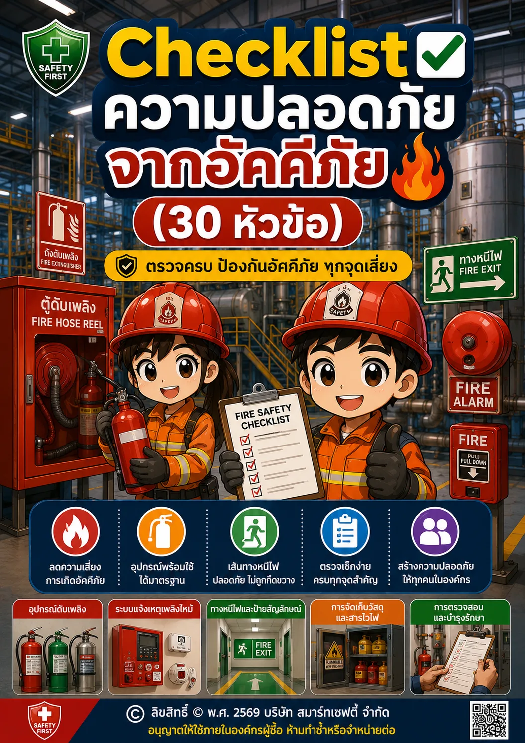 Checklist ความปลอดภัยจากอัคคีภัย (30 หัวข้อ)