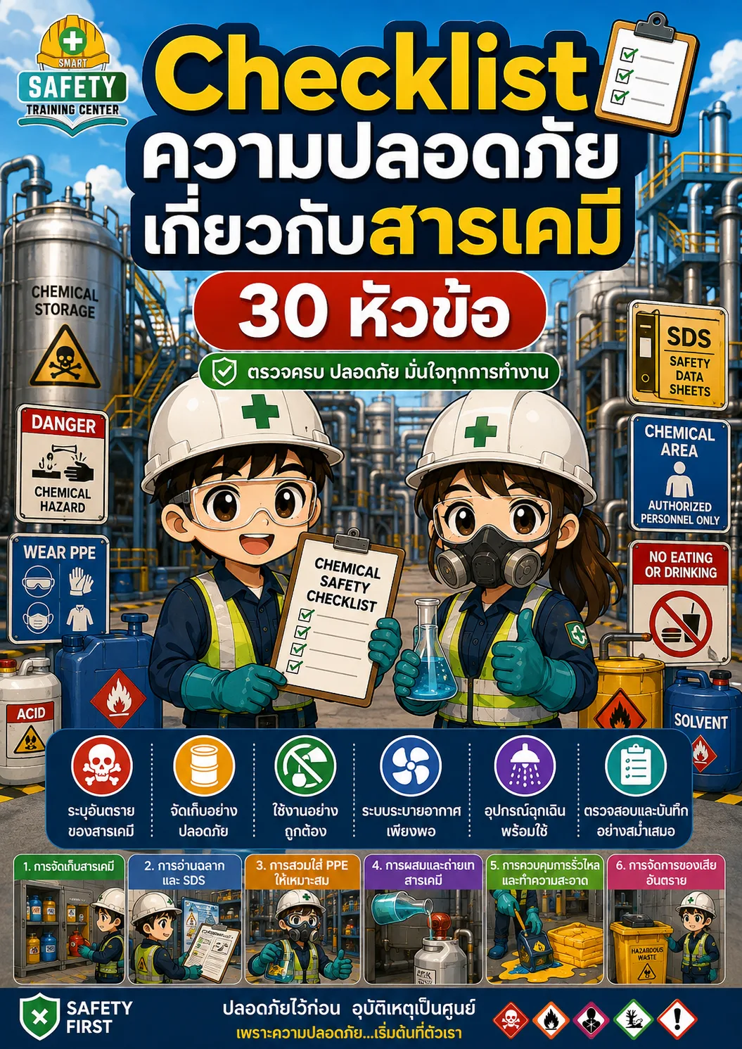 Checklist ความปลอดภัยเกี่ยวกับสารเคมี (30 หัวข้อ)