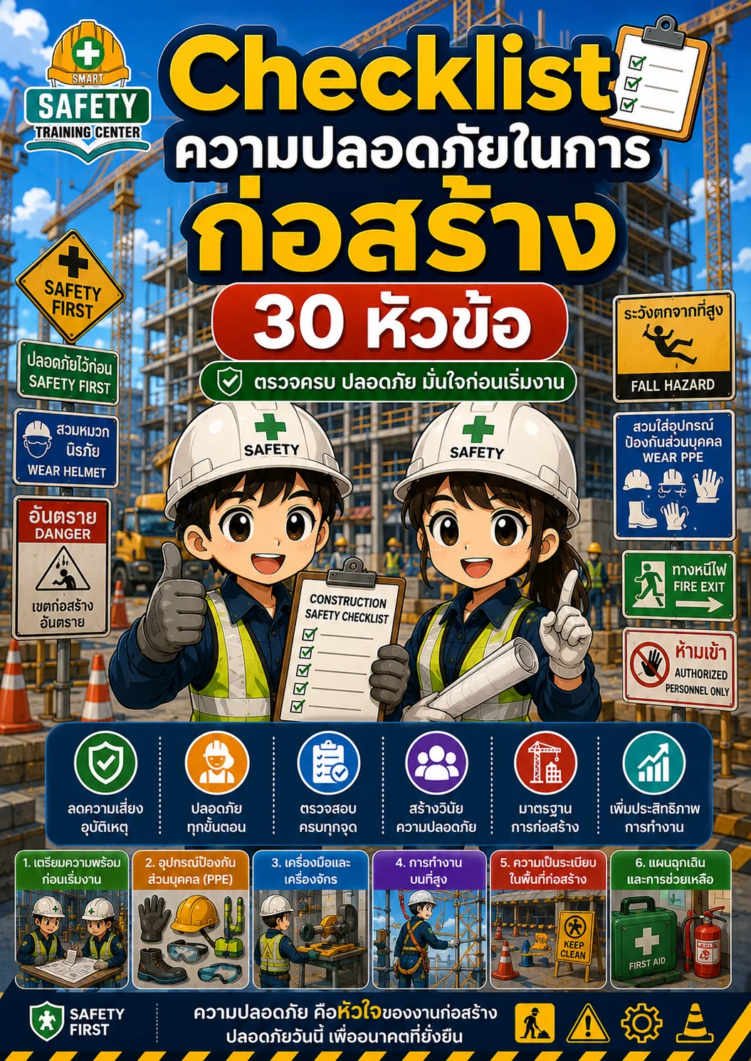Checklist ความปลอดภัยในการก่อสร้าง (30 หัวข้อ)