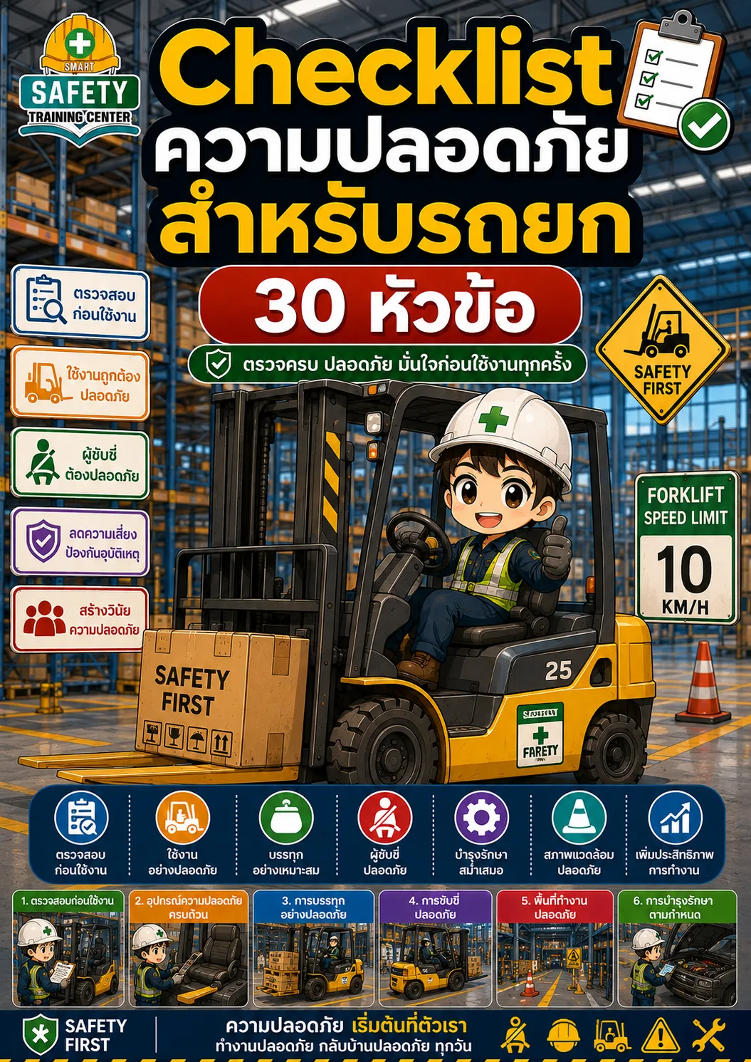 Checklist ความปลอดภัยสำหรับรถยก (30 หัวข้อ)