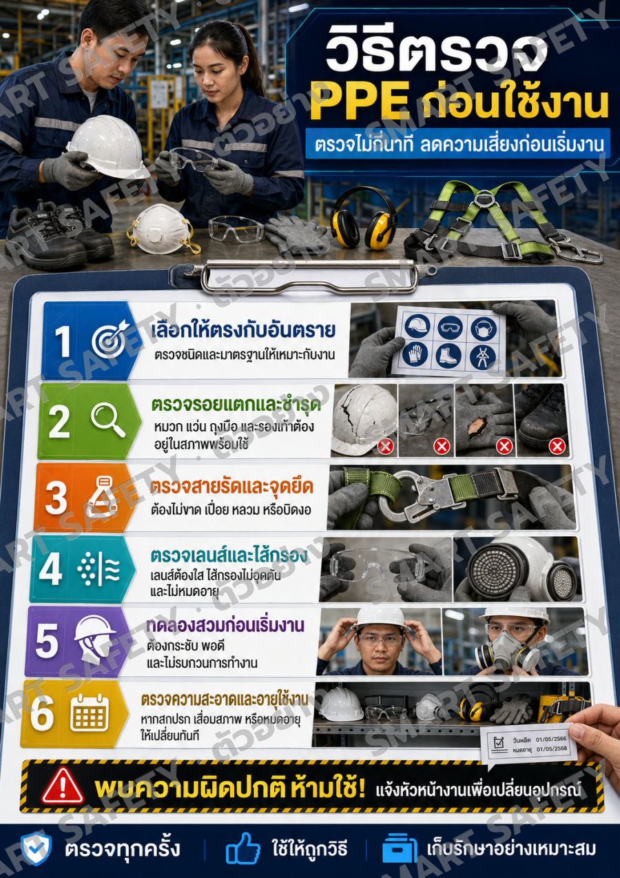 วิธีตรวจ PPE ก่อนใช้งาน