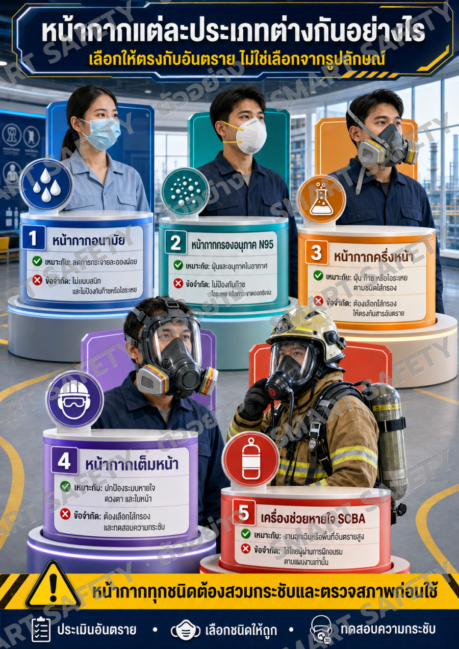 หน้ากากแต่ละประเภทต่างกันอย่างไร