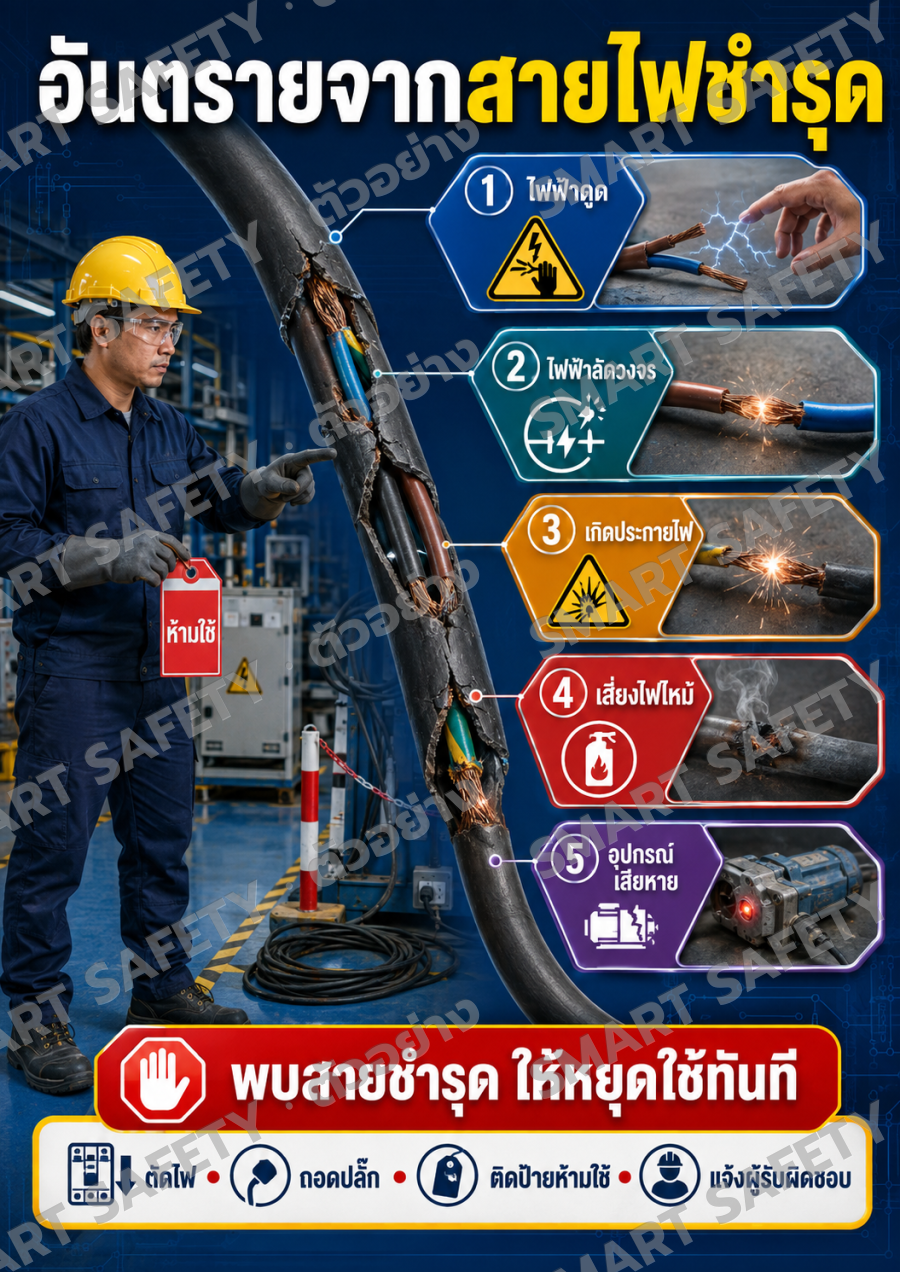 อันตรายจากสายไฟชำรุด
