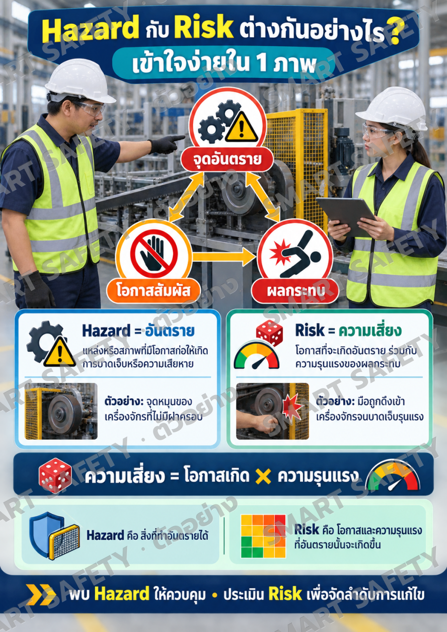 Hazard กับ Risk ต่างกันอย่างไร? เข้าใจง่ายใน 1 ภาพ