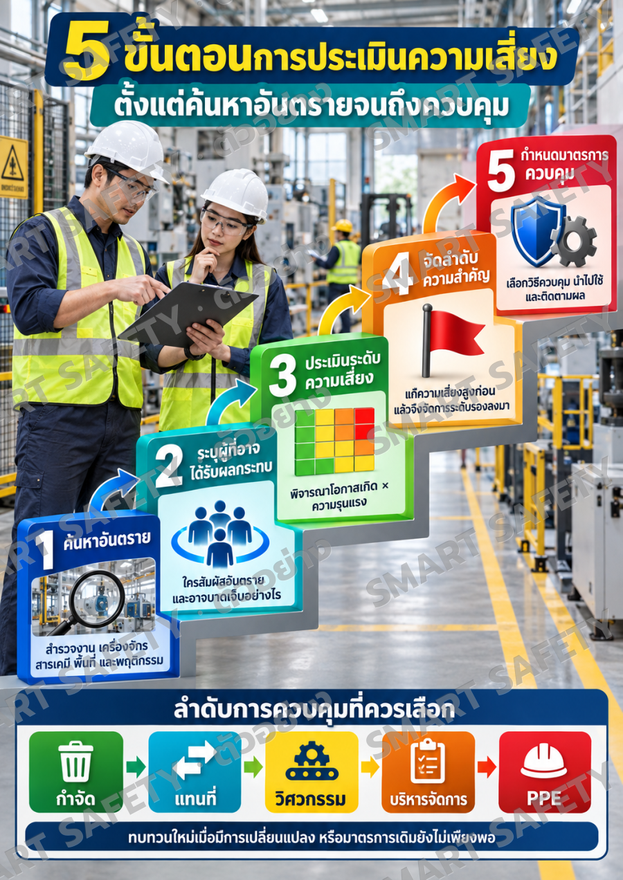 5 ขั้นตอนการประเมินความเสี่ยง ตั้งแต่ค้นหาอันตรายจนถึงควบคุม