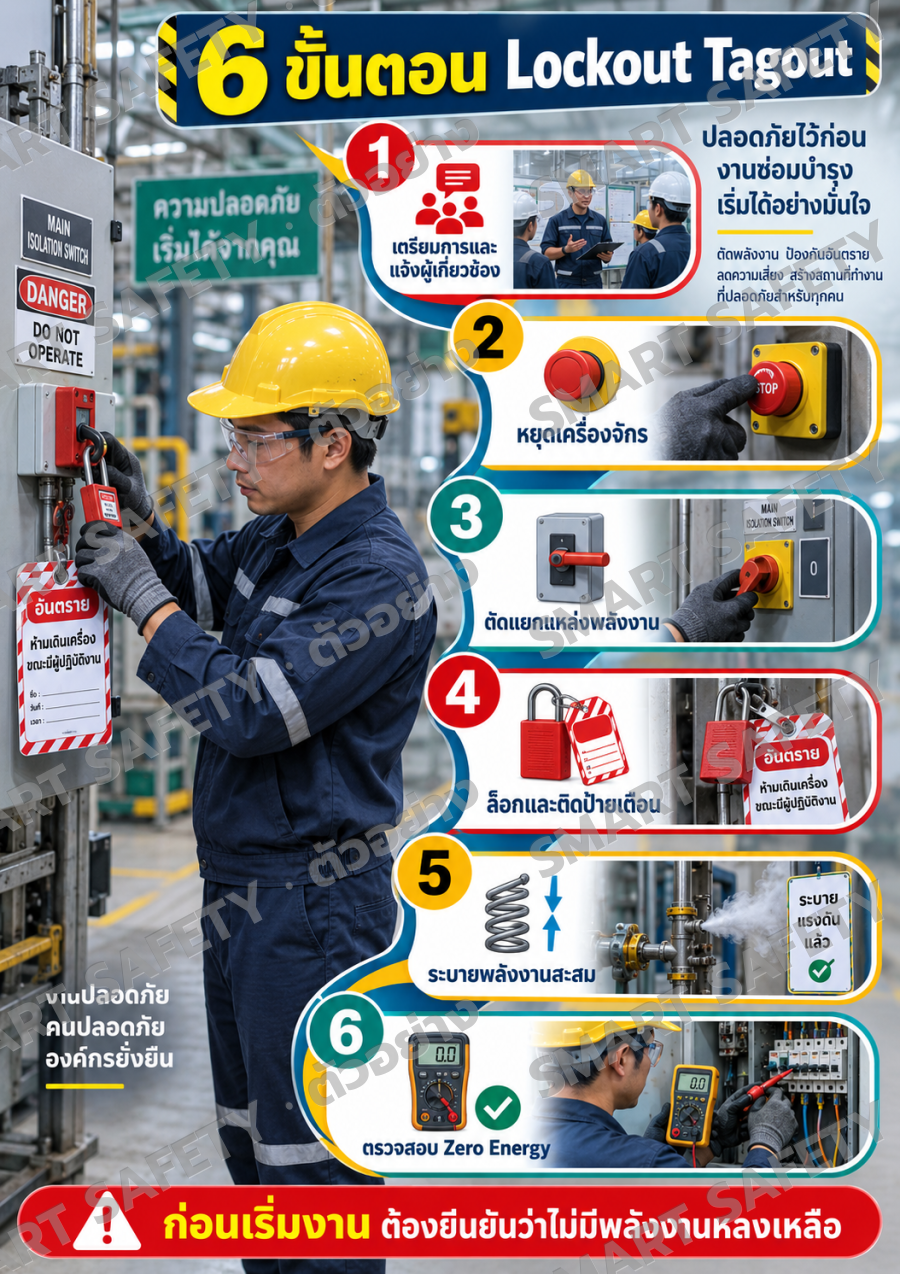 6 ขั้นตอน Lockout Tagout